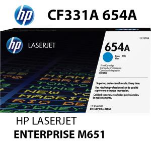 HP CF331A 654A Toner Ciano 15000 pagine  stampanti: HP Color LaserJet Enterprise M651 dn n xh