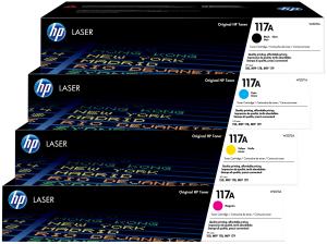 HP 117A SET 4 TONER KCYM W2070A W2071A W2072A W2073A Toner alta qualità K 1000 pagine C M Y 700 pagine  stampanti e multifunzione: HP Color Laser 150a 150nw MFP 178nw 179fnw